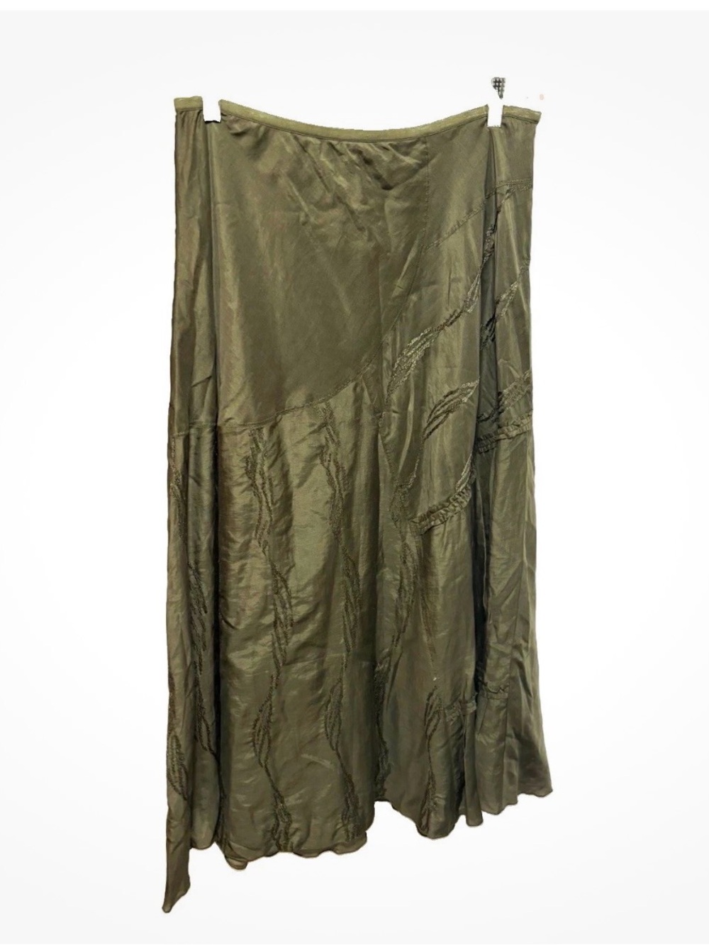 NIC+ZOE Olive Green A-Line embroidered Maxi Skirt
